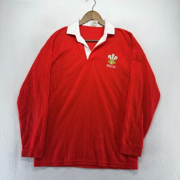 Vintage Wales Rugby Shirt Men's Large Red Embroidered Logo Soccer Futbol 90s - Picture 2 of 13